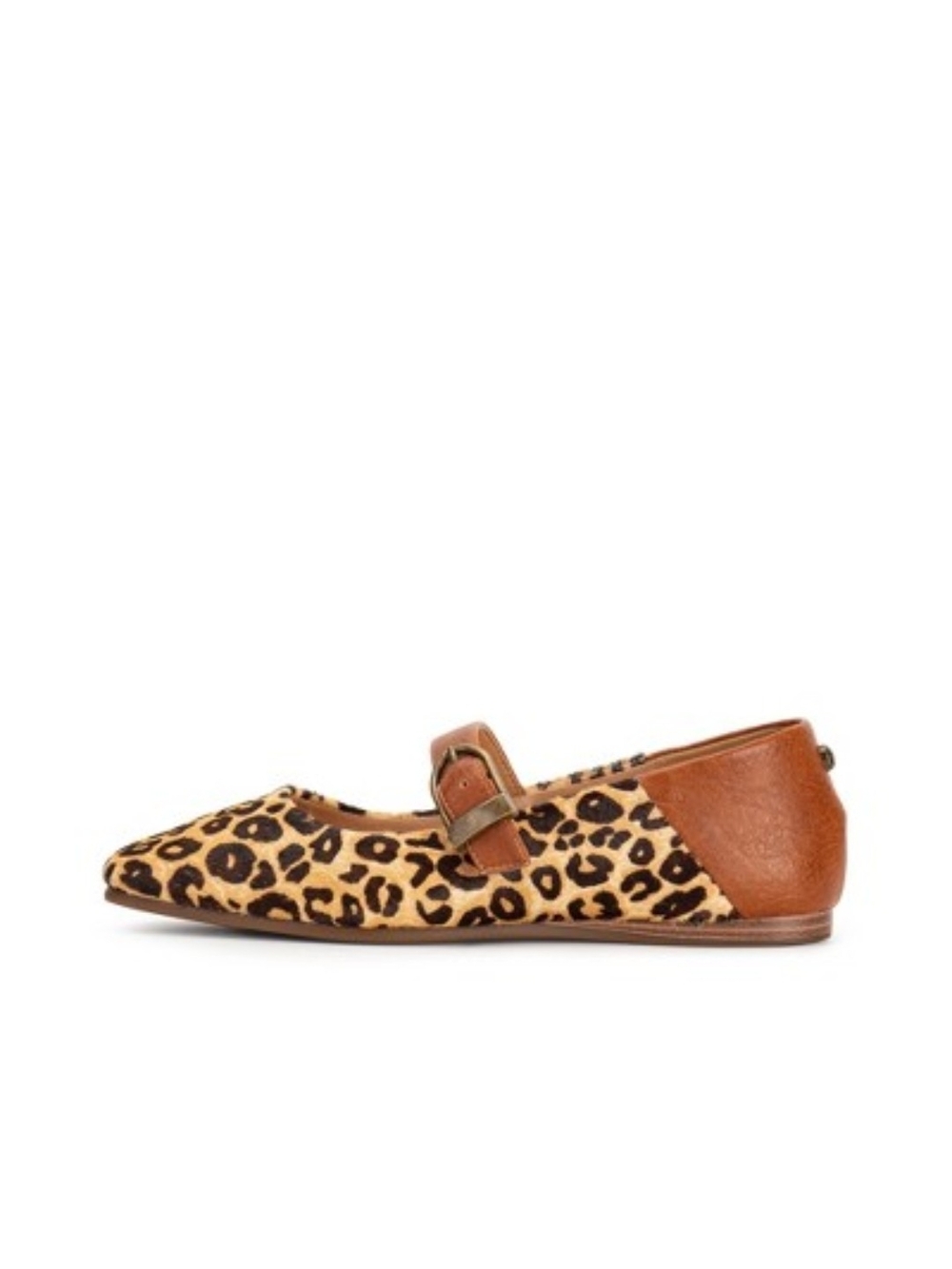 Yellow Box Leopard Mary Jane Flats with Brown Trim